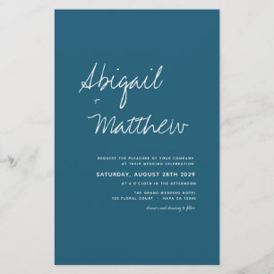 Flyer Convite De Casamento De Foto Do Teal Dark Boho
