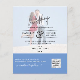 Flyer Convite de casamento de Fotografia Azul Chic Data 