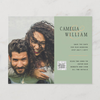 Flyer Convite de casamento de Fotografia Chic QR Código