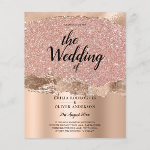 Flyer Convite de casamento de Glamor Moderno rosa Dourad