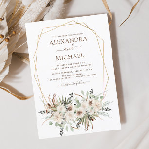 Flyer Convite de Casamento de Grama Pampas Boho Eucalipt