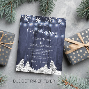 Flyer Convite de casamento de inverno com flocos de neve