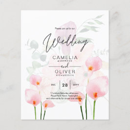 Flyer Convite de Casamento de Lírio Calla Rosa LeahG Blu