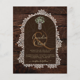 Flyer Convite de Casamento de Madeira Gypsophila de Rend