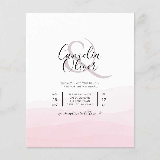 Flyer Convite de casamento de Mão Rosa Ciada (Frente)