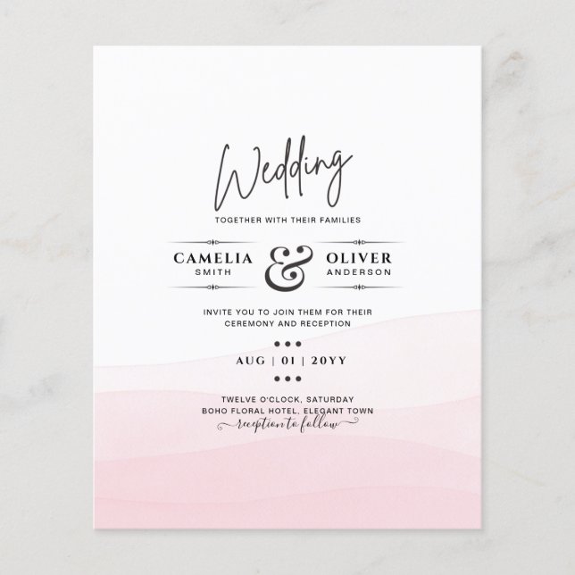 Flyer Convite de casamento de Mão Rosa Ciada (Frente)