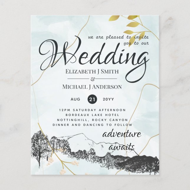 Flyer Convite de casamento de Montanhas Russas do Orçame (Frente)