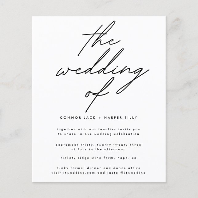 Flyer Convite de casamento de orçamento | Detalhe Código (Frente)