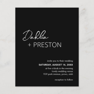 Flyer Convite de casamento de Orçamento Moderno Preto Mí