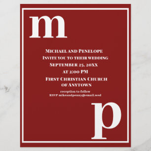 Flyer Convite de casamento de Orçamento Vermelho de Garn