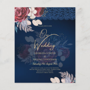 Flyer Convite de Casamento de Outono com Renda de Rosas
