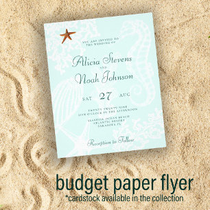 Flyer Convite de casamento de praia econômico impresso e
