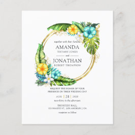 Flyer Convite de Casamento de Praia Verão Tropical Aloha