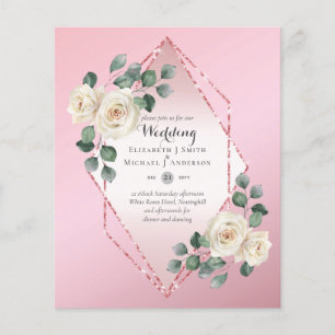 Flyer Convite de casamento de Quadro de Diamante Rosa Br