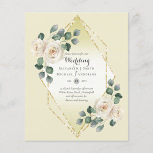 Flyer Convite de casamento de Quadro de Diamante Rosa Br