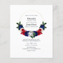 Convite de Casamento de Quatro de Julho Vermelho B