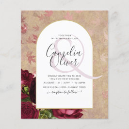 Flyer Convite de casamento de Rosas vermelhas Botânicas 