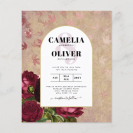 Flyer Convite de casamento de Rosas vermelhas Botânicas 