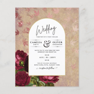 Flyer Convite de casamento de Rosas vermelhas Botânicas