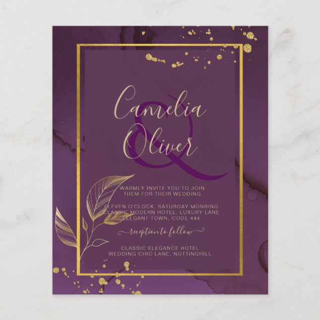 Flyer Convite de casamento DE SAÍDAS DOURADAS PROFUNDAS (Frente)