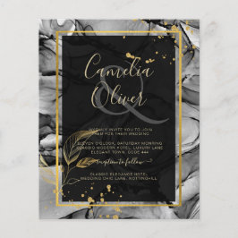 Flyer Convite de casamento de tinta Dourada a álcool Lea
