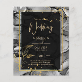 Flyer Convite de casamento de tinta Dourada a álcool Lea