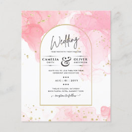 Flyer Convite de casamento de TINTA DOURADA LeahG PINK