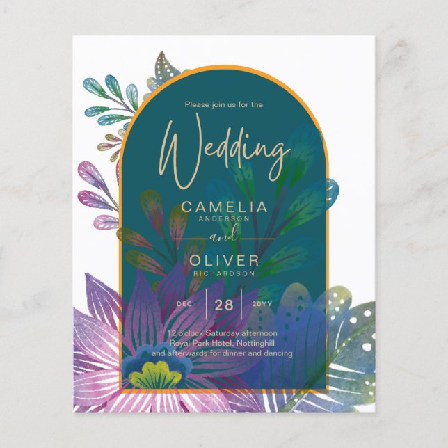 Flyer Convite de casamento de TONELADAS JUDAEL Douradas  (Frente)