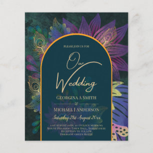 Flyer Convite de casamento de TONELADAS JUDAEL Douradas