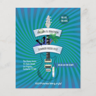 Flyer Convite de Casamento do Festival de Rock de Verão