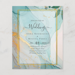 Flyer Convite de casamento Dourado de TINTA de Vidro Lea