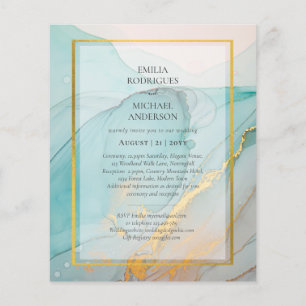 Flyer Convite de casamento Dourado de TINTA de Vidro Lea