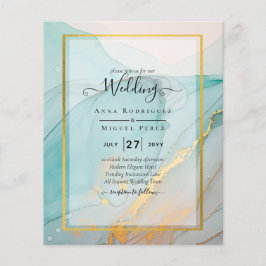 Flyer Convite de casamento Dourado de TINTA de Vidro Lea