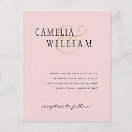 Flyer CONVITE DE CASAMENTO Dourado Rosa Pálido Pálido Pr