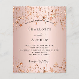 Flyer Convite de casamento econômico com blush em rosa o