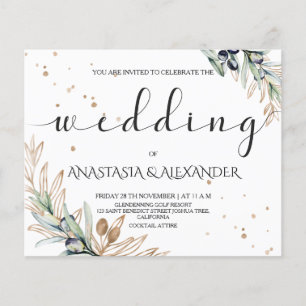 Flyer Convite de casamento elegante azeitona ORÇAMENTO.