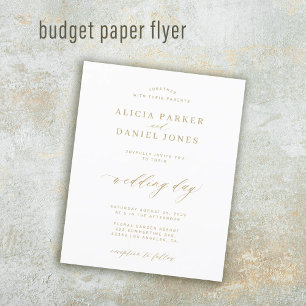 Flyer Convite de casamento elegante caligrafia dourada o