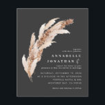 Flyer Convite de casamento elegante de boho preto de orç<br><div class="desc">Ordenar água de erva botânica natural pampas aquáticas e convite para casamento de guião com espaço para código QR. Coleção moderna de tendência de design,  em contemporâneo,  sobre a Tendência Teracotta,  o Teal,  o Negro e a Via Certa Natural.</div>