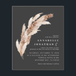Flyer Convite de casamento elegante de boho preto de orç<br><div class="desc">Ordenar água de erva botânica natural pampas aquáticas e convite para casamento de guião com espaço para código QR. Coleção moderna de tendência de design,  em contemporâneo,  sobre a Tendência Teracotta,  o Teal,  o Negro e a Via Certa Natural.</div>