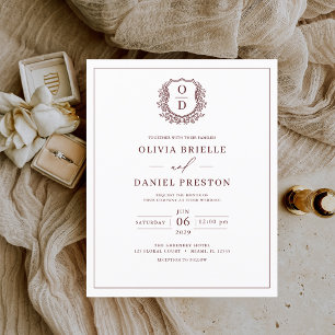 Flyer Convite De Casamento Elegante De Crest De Borgonha