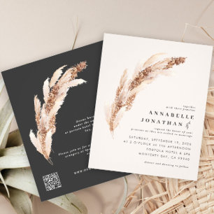 Flyer Convite de casamento elegante de erva de pampas na