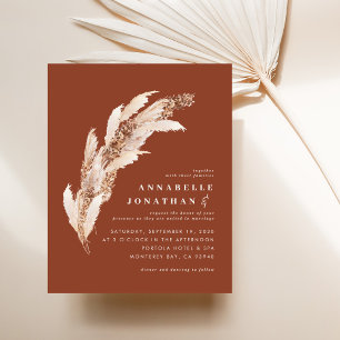 Flyer Convite de casamento elegante do terracotta pampas