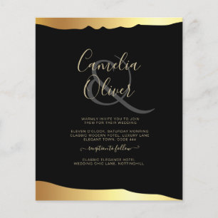 Flyer CONVITE DE CASAMENTO Elegante Jet Black Gold