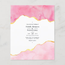 Convite de Casamento em Ágata Rosa e Dourado