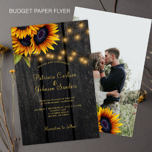 Flyer Convite de casamento em madeira florais rústicos o