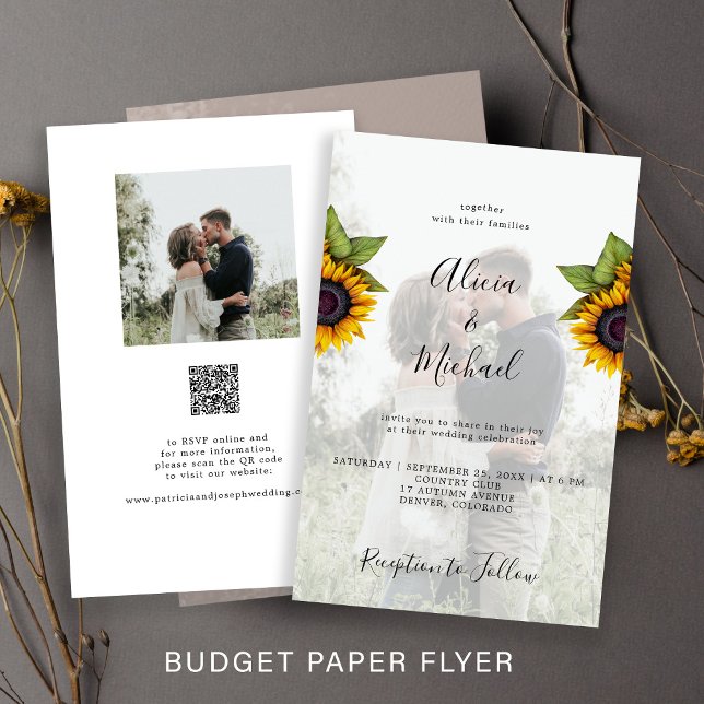 Flyer Convite de casamento em papel fotográfico com QR C (Criador carregado)