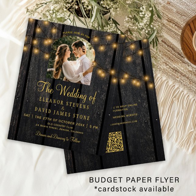 Flyer Convite de casamento em QR code com foto rústica d (Criador carregado)