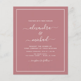 Flyer Convite de Casamento em Tipografia Moderna Rosa Po