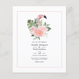 Flyer Convite de Casamento Exótico Flamingo Rosa Tropica