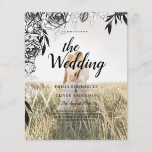 Flyer Convite de casamento EXTERIOR DA FOTO Rosas Pretos